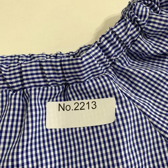 J. ING Off-Shoulder Gingham Blue Midi Fit & Flare Dress NWT Womens Size Large - Picture 14 of 14